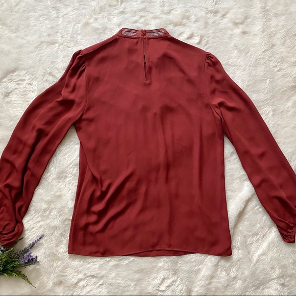 NEW Ann Taylor Fringe Detail Pleated Blouse - Picture 7 of 8